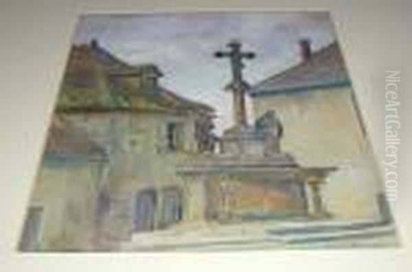 A Continental Town Square Oil Painting by James Paterson