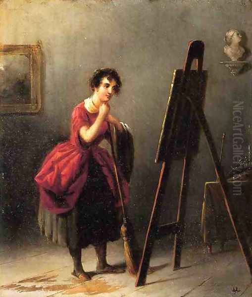 Artist's Studio - The Critic Oil Painting by Pio Ricci