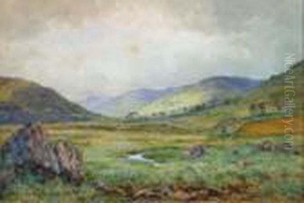 Cattle Grazing, Balquidder Perthshire Oil Painting by Waller Hugh Paton