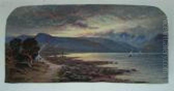 Sunset Over A Highland Loch Oil Painting by Waller Hugh Paton