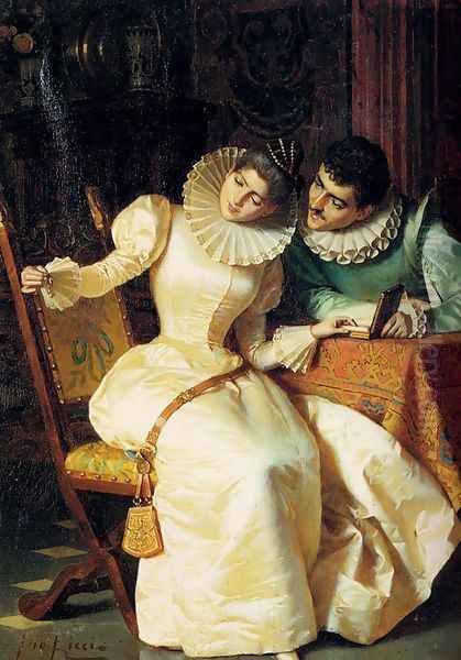 Elegant Couples In Interiors (Pic 2) Oil Painting by Pio Ricci