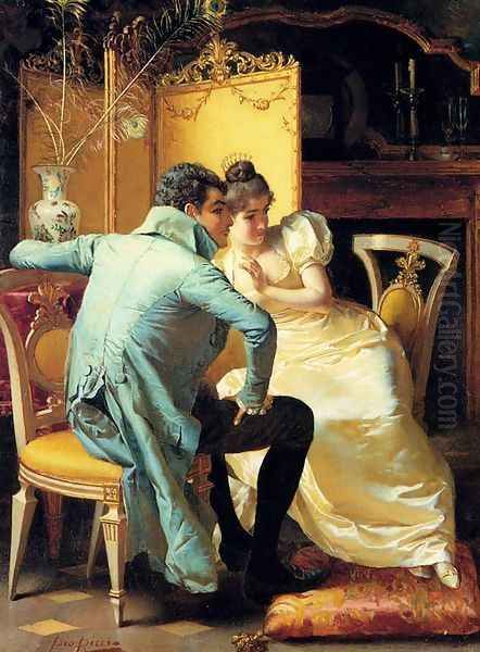 Elegant Couples In Interiors (Pic 1) Oil Painting by Pio Ricci