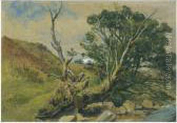 A Wooded Stream, Arran Oil Painting by Waller Hugh Paton