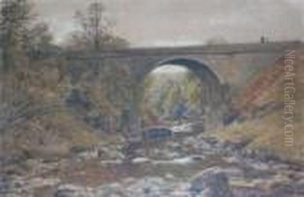 Glendevon Bridge, Perthshire Oil Painting by Waller Hugh Paton