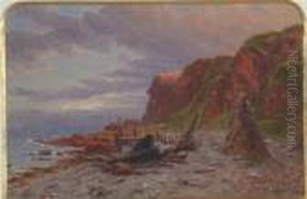 Under The Crags, Auchmithie Oil Painting by Waller Hugh Paton