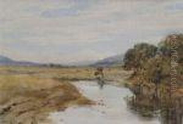 A Scottishriver Landscape Oil Painting by Waller Hugh Paton