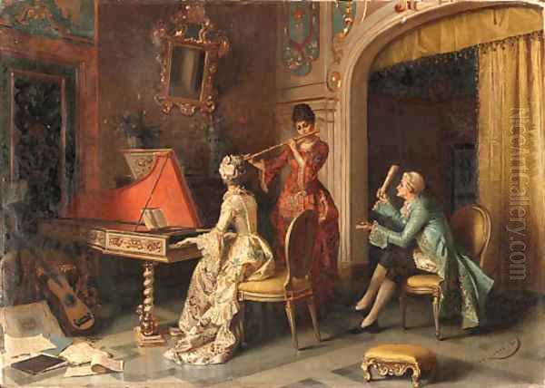 The music lesson Oil Painting by Pio Ricci