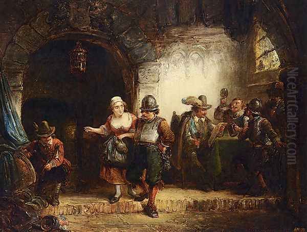 The Flirtation Oil Painting by Hendricus Engelbertus Reijntjens