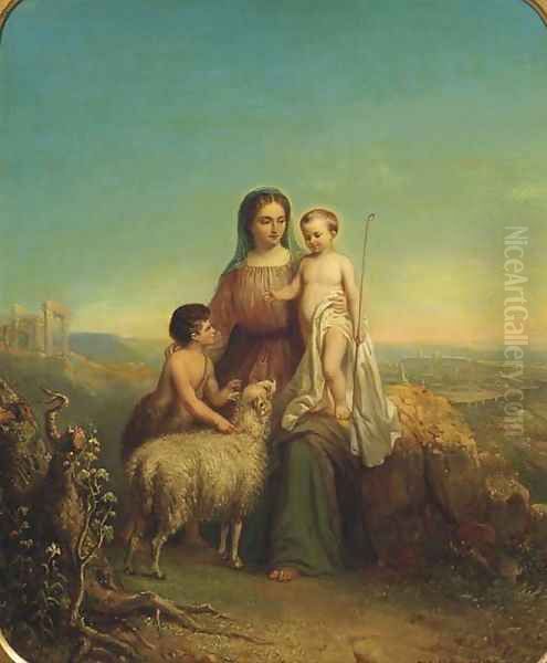 The Virgin Mary with Christ and John the Baptist Oil Painting by Hendricus Engelbertus Reijntjens