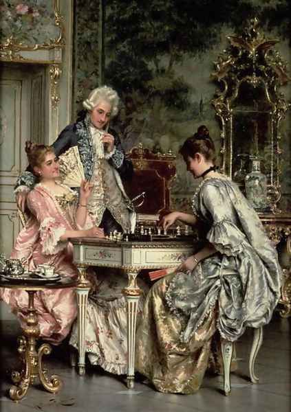 The Game of Chess Oil Painting by Arturo Ricci