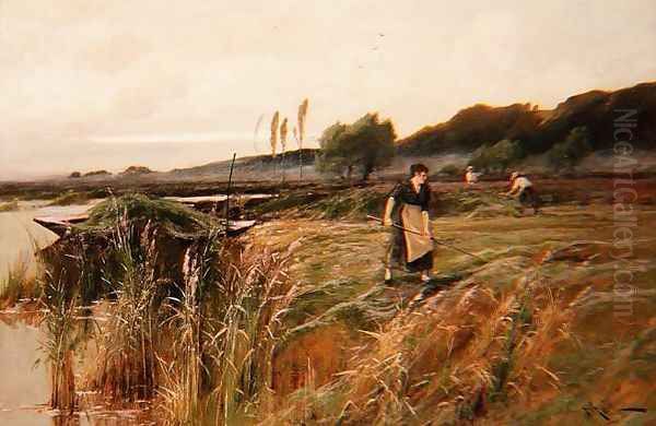 A Summer Harvest Oil Painting by Arthur Walker Redgate