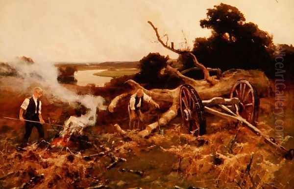 Logging Time Oil Painting by Arthur Walker Redgate