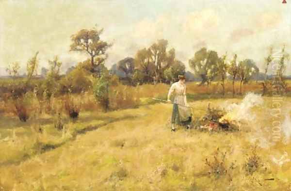 Feeding the bonfire Oil Painting by Arthur Walker Redgate