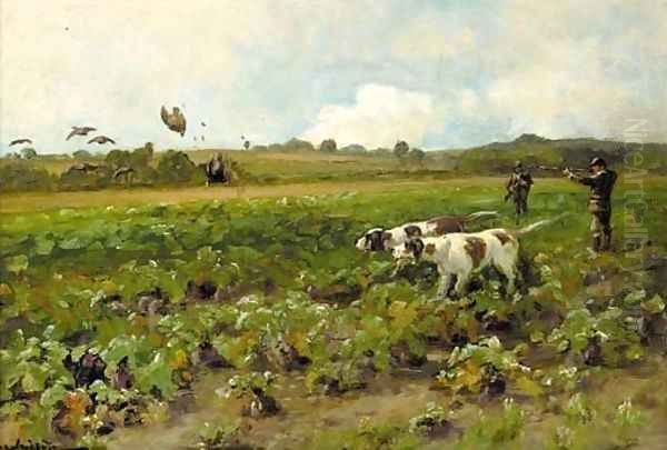 The partridge shoot Oil Painting by Arthur Walker Redgate