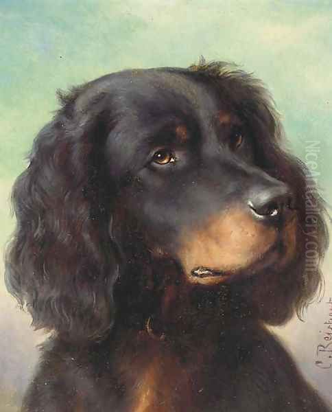 A Gordon setter Oil Painting by Carl Reichert