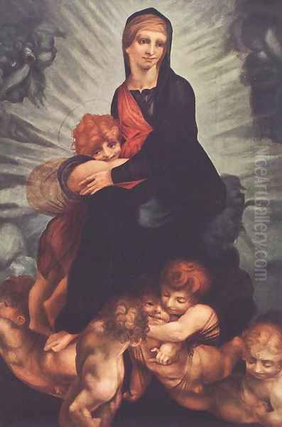 Madonna and Child with Putti c. 1517 Oil Painting by Fiorentino Rosso