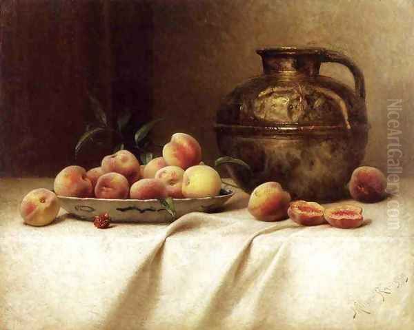 Peaches and Brass Jug Oil Painting by Milne Ramsey