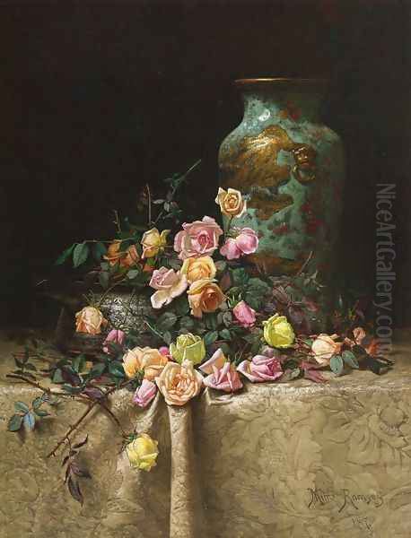 Still Life with Roses Oil Painting by Milne Ramsey