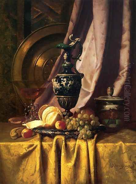 Still Life with Ewer and Fruit Oil Painting by Milne Ramsey