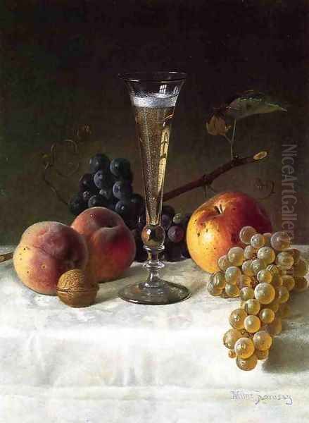 Still Life with Glass of Champagne Oil Painting by Milne Ramsey