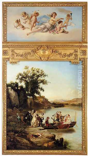 Allegory Of Spring: The Goddess Pomona Surrounded By Putti (or Embarking On A Boat Ride) Oil Painting by Charles Diodore Rahoult