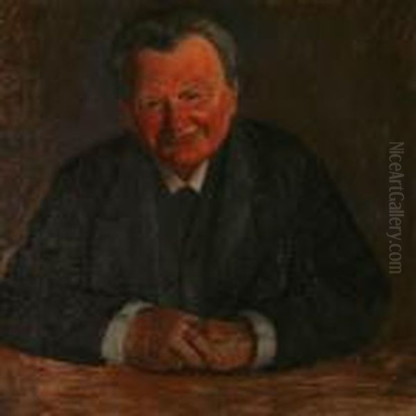 Portrait Of Olaf Poulsen Oil Painting by Julius Paulsen