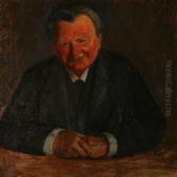 Portrait Of The Danish Actor Olaf Rye Poulsen Oil Painting by Julius Paulsen