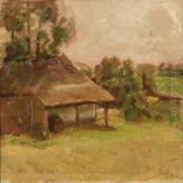 Summer Day At A Feed House Oil Painting by Julius Paulsen