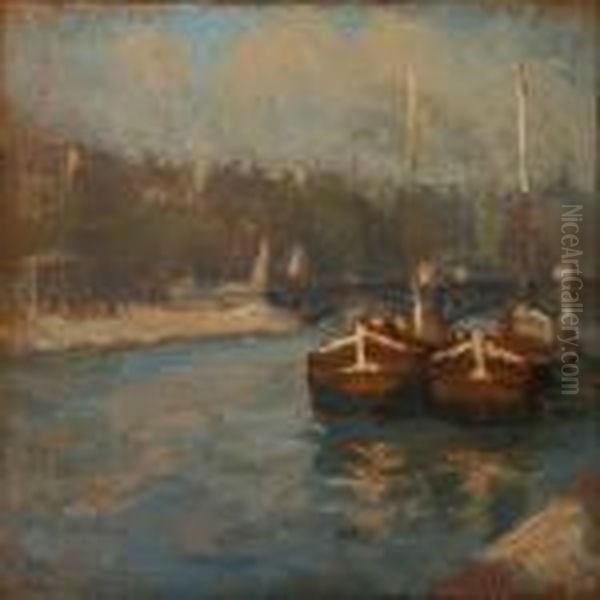 Parti Fra Seine Oil Painting by Julius Paulsen