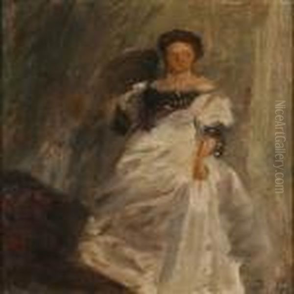 Studie Af Fru Othelia Jacobsen Oil Painting by Julius Paulsen