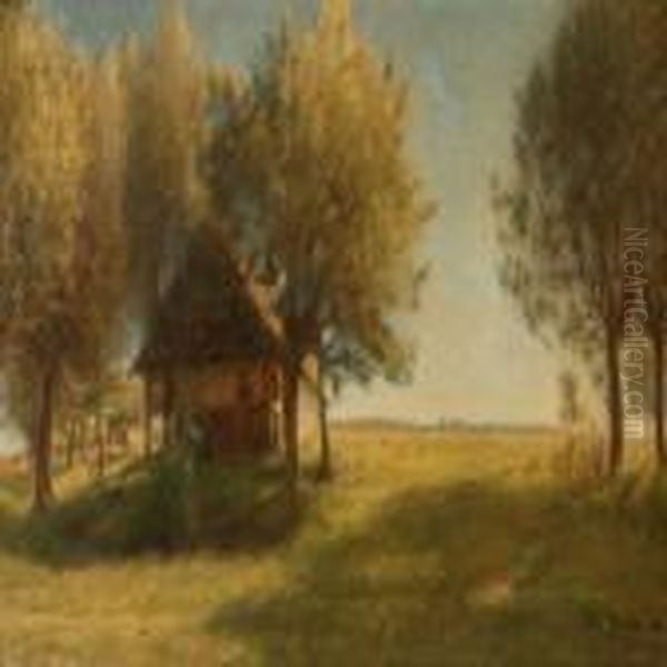 Aftensol Oil Painting by Julius Paulsen