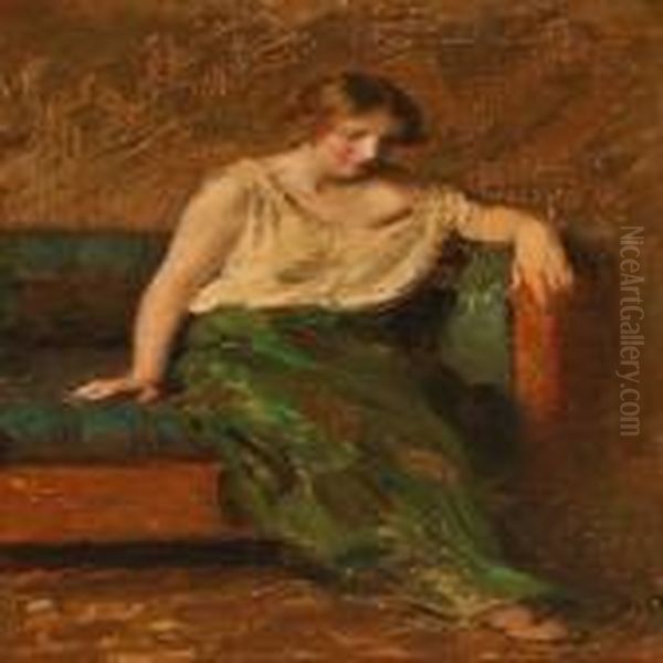 A Woman In A Coach Oil Painting by Julius Paulsen