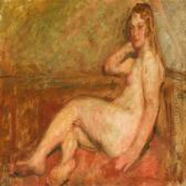 A Nude Female Oil Painting by Julius Paulsen