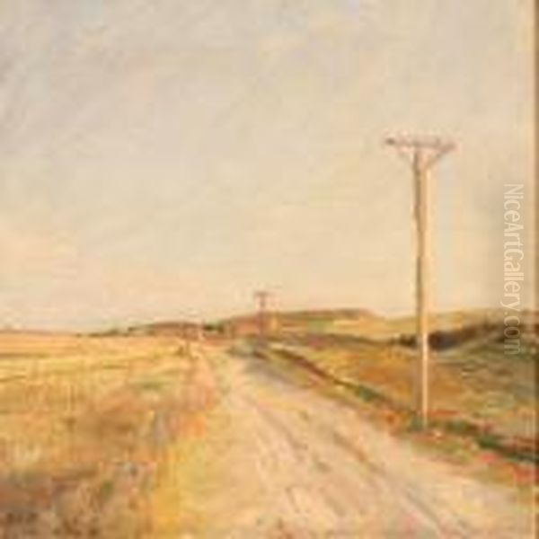 A Country Road Oil Painting by Julius Paulsen