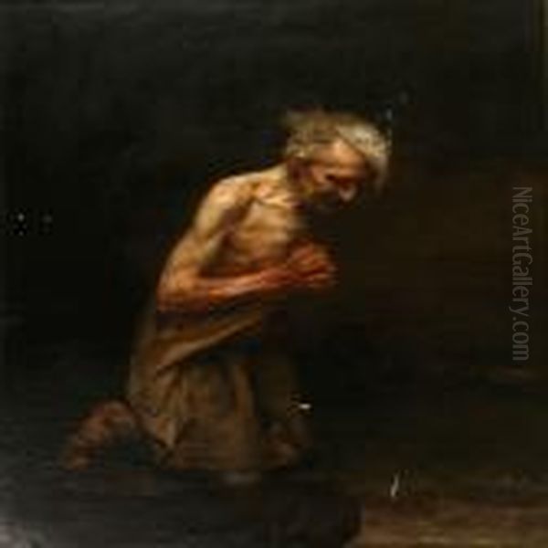 The Hermit Oil Painting by Julius Paulsen