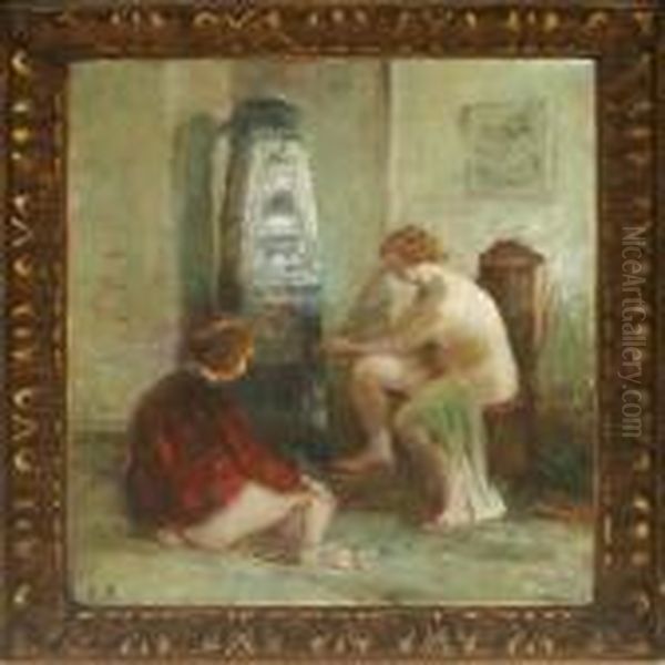 Interior With Twonaked Women By The Owen Oil Painting by Julius Paulsen