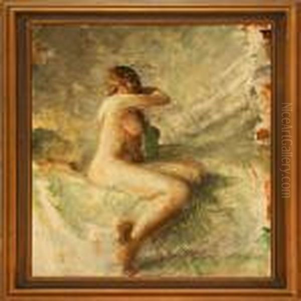 Female Nude Oil Painting by Julius Paulsen