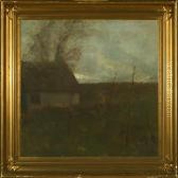 Farm Scenery, Dusk Oil Painting by Julius Paulsen