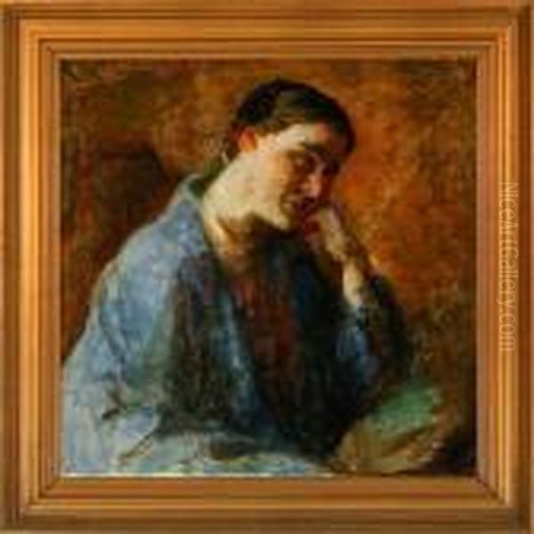 Portrait Of Theartist's Wife, Esther Paulsen Oil Painting by Julius Paulsen