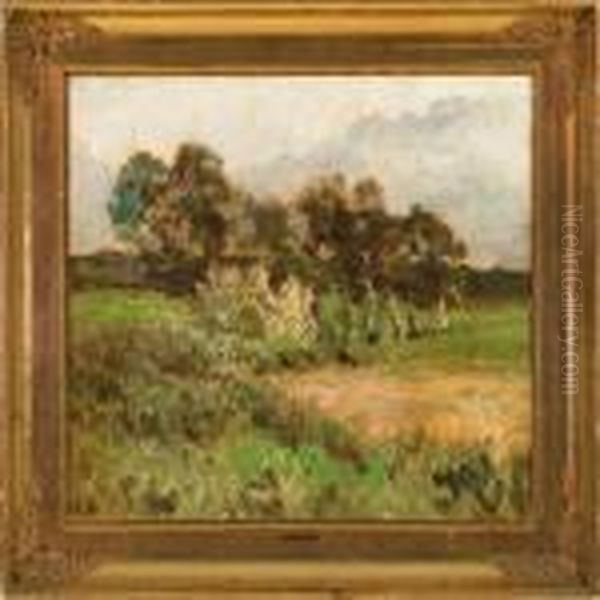 Landscape With Trees Oil Painting by Julius Paulsen