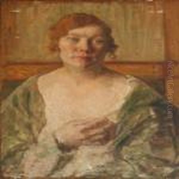 Portrait Of A Woman Oil Painting by Julius Paulsen