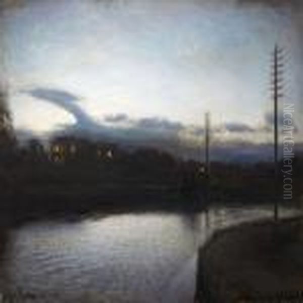 Twilight Oil Painting by Julius Paulsen