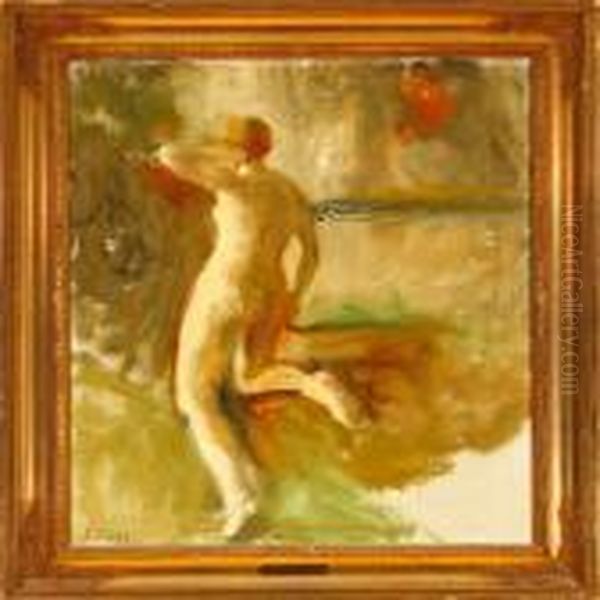 A Naked Woman Oil Painting by Julius Paulsen