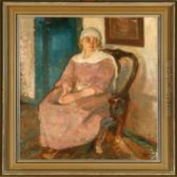 Interior Med Figur Oil Painting by Julius Paulsen