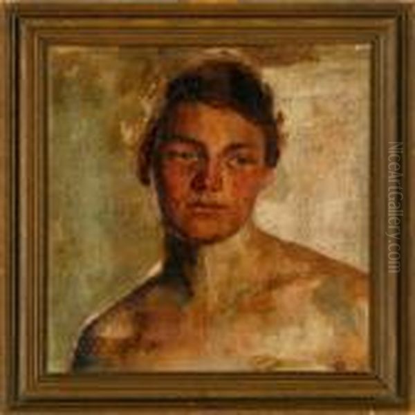 Study Of A Young Man Oil Painting by Julius Paulsen