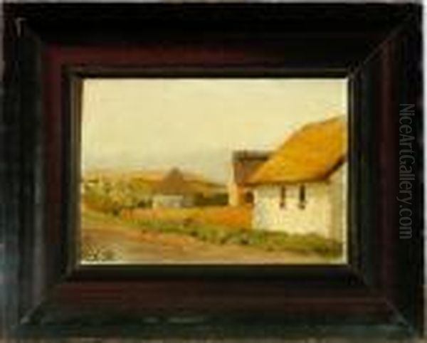 Village Road At A Farm Oil Painting by Julius Paulsen