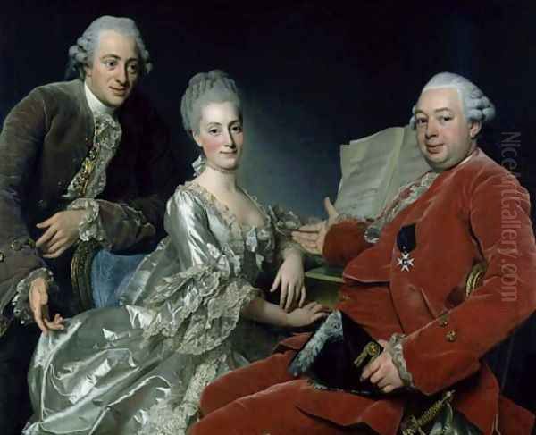 John Jennings Esq. and His Brother and Sister-in-Law, 1769 Oil Painting by Alexander Roslin