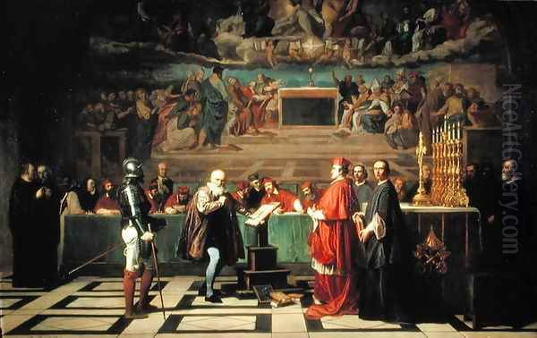 Galileo Galilei 1564-1642 before members of the Holy Office in the Vatican in 1633, 1847 Oil Painting by Joseph-Nicolas Robert-Fleury