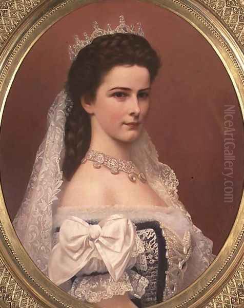 Empress Elizabeth of Bavaria 1837-98 in Hungarian costume, 1867 Oil Painting by Georg Raab