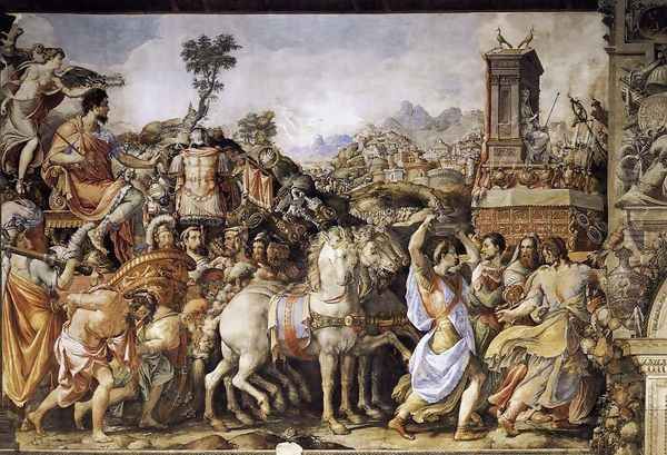 Triumph of Furius Camillus 1545 Oil Painting by Francesco de' Rossi